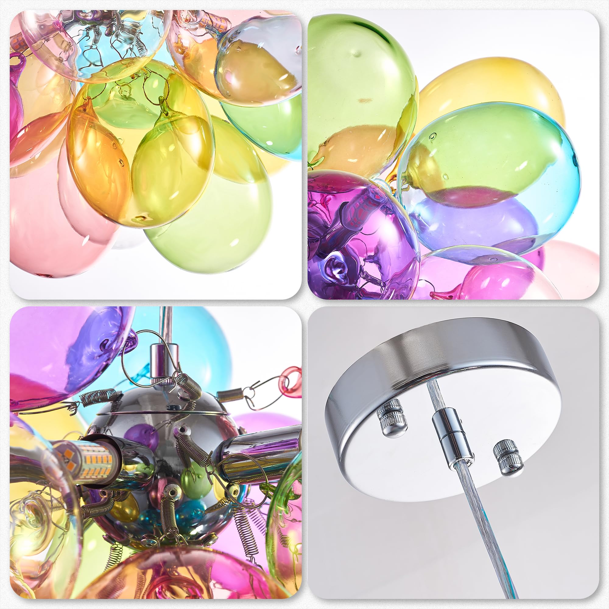 Bakspa Glass Bubble Chandelier, Mini Coloful Balloon Ceiling
